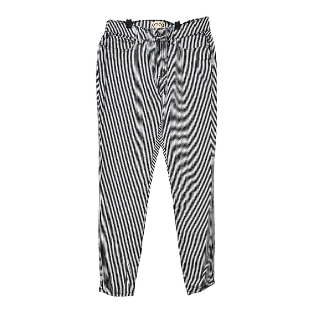 Etica Blue and White Skinny Jeans with Pinstripe Pattern Size 27/28 NWT